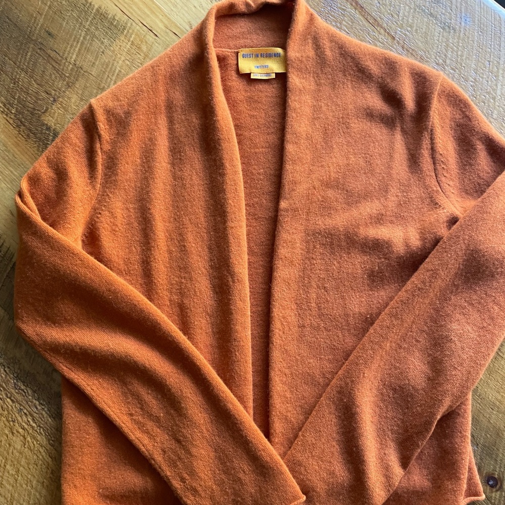 Guest in Residence 100% Cashmere Orange Women's Cardigan Sweater, $495